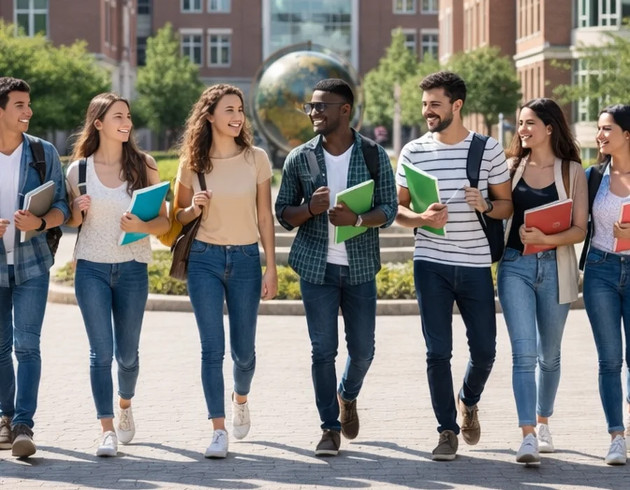 Étudiants sur un campus